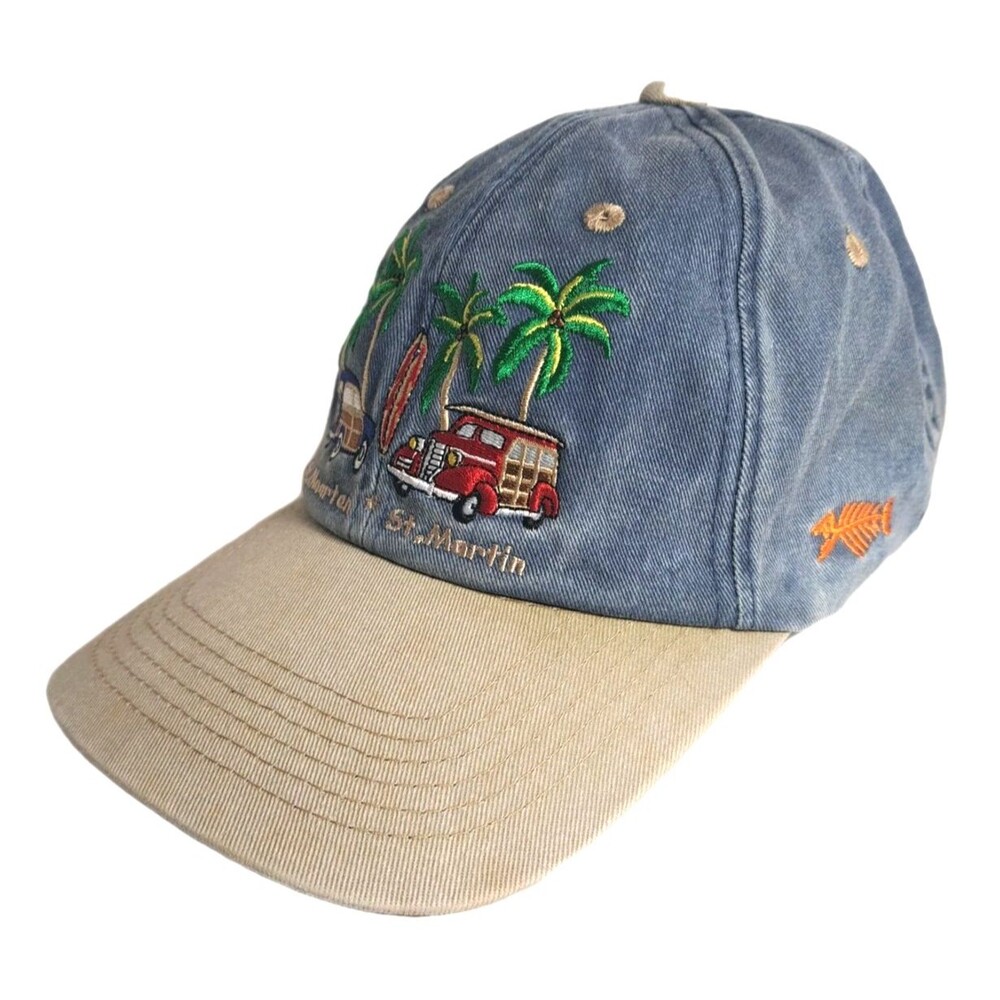 St Martin Island Baseball Hat Embroidered Cap Strap Back Adjustable 100% Cotton